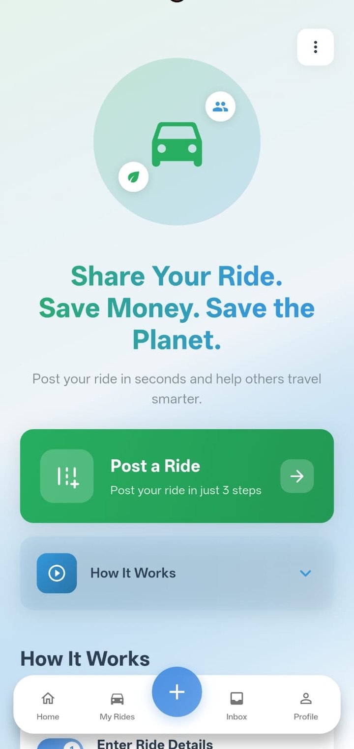 WayloShare Post a Ride screen